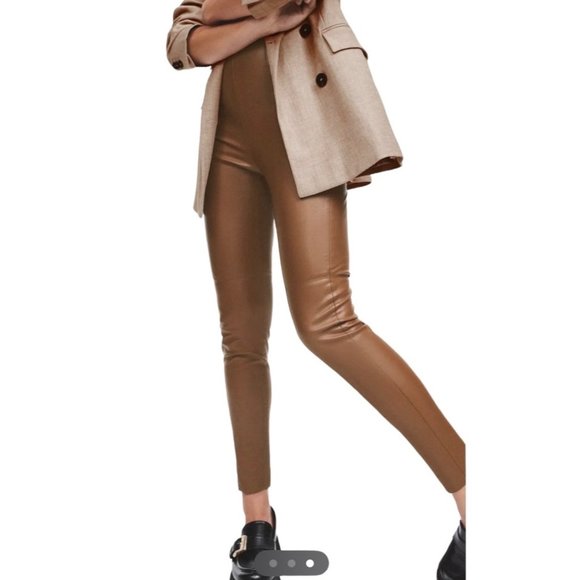 Zara Pants - NWT Zara fashion brown leather leggins size XS casual style trend